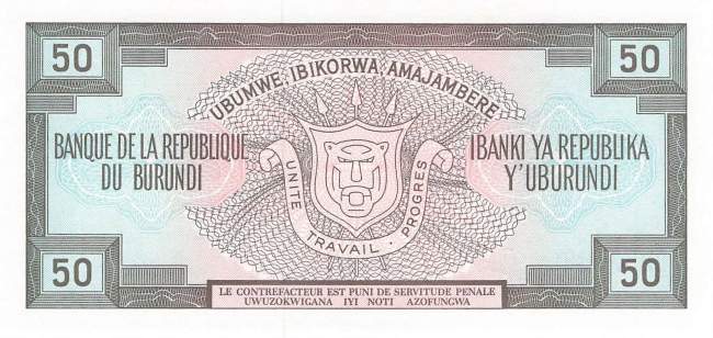 Burundi p28c 50 Francs 1991